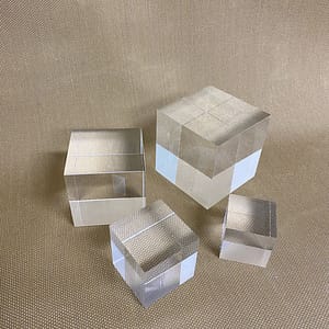 Acrylic cubes and blocks.